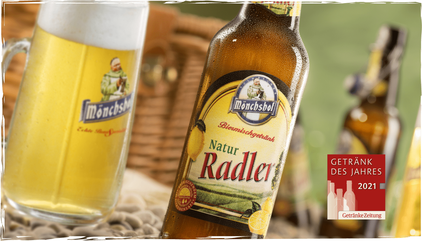 Mönchshof Radler mit Picknickkorb und Glas
